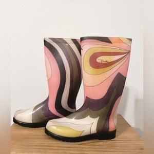 Emilio Pucci Rubber Printed Rain Boots
